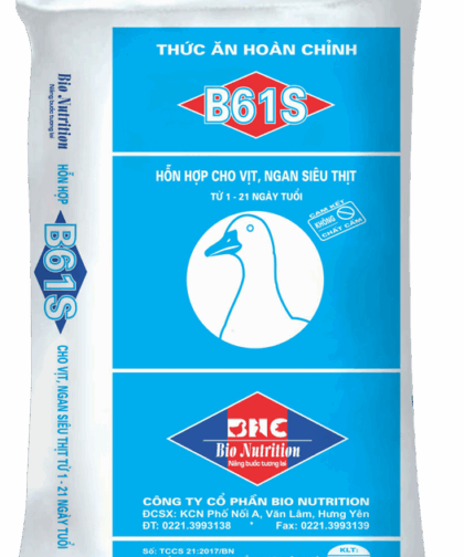 B61S – HỖN HỢP THỨC ĂN HOÀN CHỈNH CHO VỊT, NGAN SIÊU THỊT TỪ 1 – 21 NGÀY TUỔI