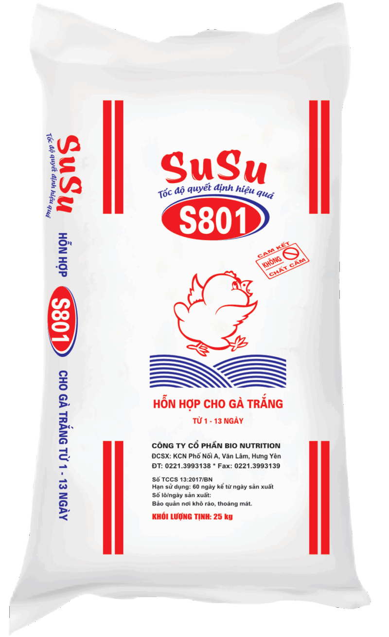 S801 – HỖN HỢP CHO GÀ TRẮNG TỪ 1 ĐẾN 13 NGÀY TUỔI